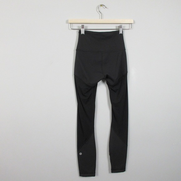 Lululemon Wunder Train Mesh High Rise Tight 25" Women 2 Black Workout Yoga 136 - Picture 8 of 9